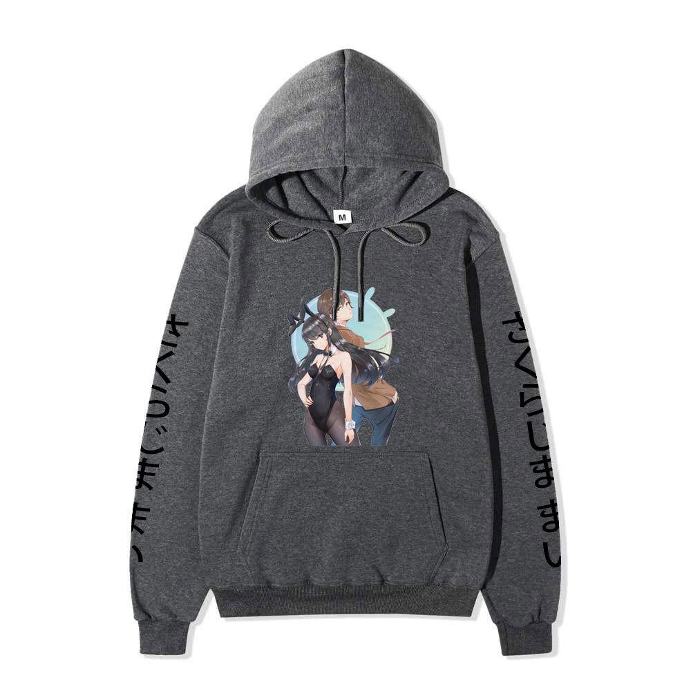 Rascal Does Not Dream of Bunny Girl Senpai Mai Sakurajima Unisex Fleece Hoodie Vertical Japanese Text Sleeve Anime Print Long Sleeve Sweatshirt