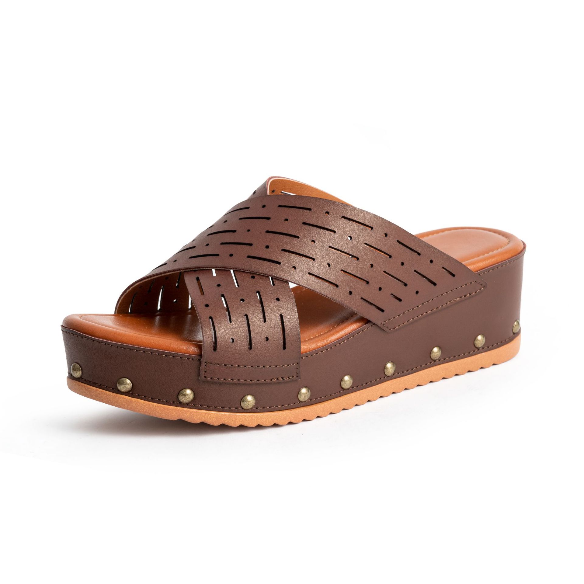 

2024 Новые женские тапочки с толстой подошвой и перекрестными ремешками Fish Mouth, нескользящие удобные пляжные туфли на танкетке Zapatos 41 темно-коричневого