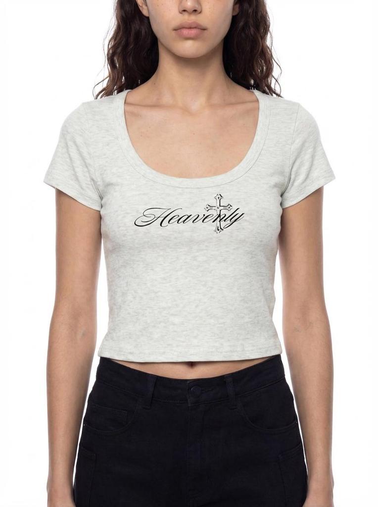 Y2K Heavenly | Women's Solid Color Slim Crop T-Shirt