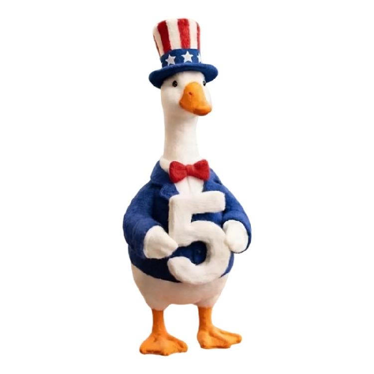 Patriotic Resin Geese Statue Hand Painted Geese Figure Independence Day Festival Decoration For July Fourth Celebration