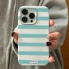 Retro Phone Case For Iphone 17 Air 14 13 11 Pro Max 15 Plus 12 16 Elegant Trendy Blue Powder Contrast Horizontal Stripe Casing