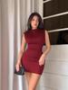 European and American Spring Sexy Ruched Sleeveless Tank Dress – High-End Waist-Hugging Short Dress