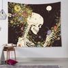 VIKAMA Sugar Skull Floral Skeleton Tapestry Colorful Print Wall Hanging Gothic Aesthetic Bedroom Dorm Decor Polyester Cloth