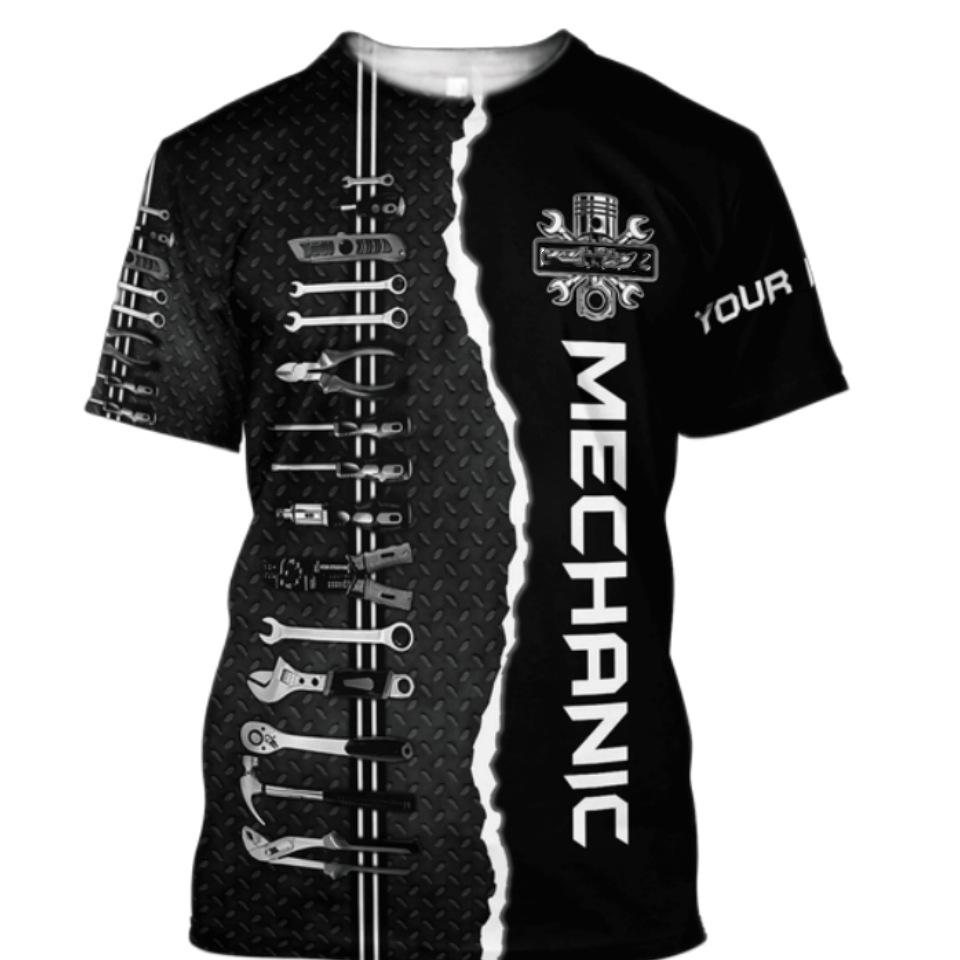 Men's T-shirt Retro T-shirt Summer Clothing Personalized Name Mechanic 3D Printed Top 5XL Street Casual