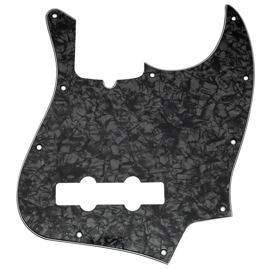 Musiclily Pro 10-Hole Jazz Bass Pickguard for 4-String American Jazz Bass, Black Pearl, 4 Picks