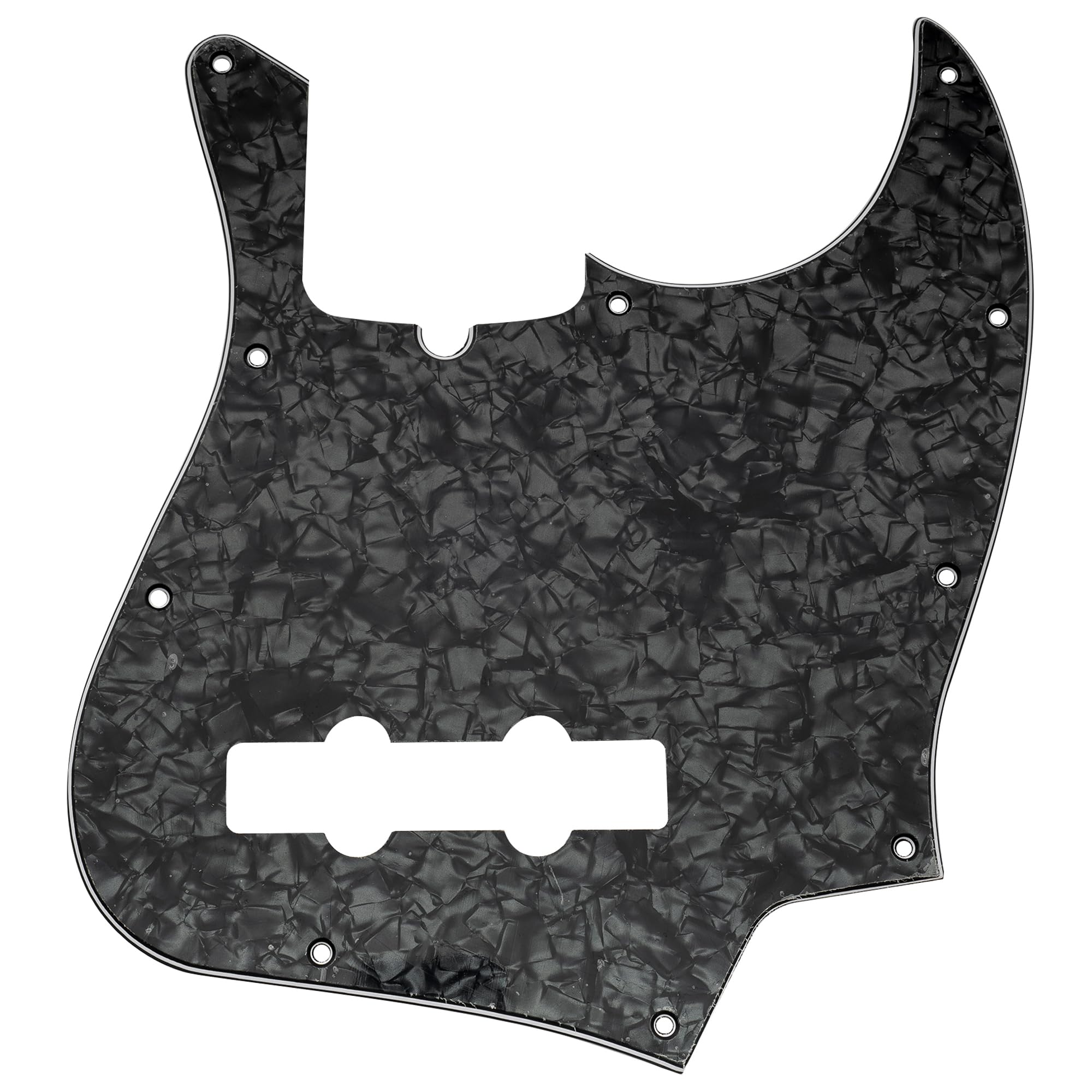 

Musiclily Pro 10-Hole Jazz Bass Pickguard for 4-String American Jazz Bass, Black Pearl, 4 Picks
