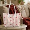 Cute Heart Pattern Tote Bag Casual Large Capacity Shoulder Bag for Daily Use