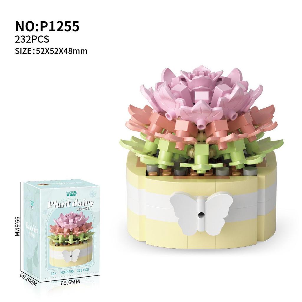Lego-Compatible Micro Bricks Succulent Plant & Rose Bouquet Bonsai Girls' Assembly Toy Gift