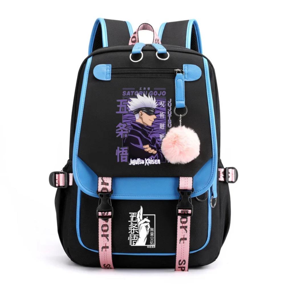 Popular Anime Satoru Gojo Harajuku Pattern Backpack Teenager Fashion Outdoor Zipper Rucksack USB Large Capacity Backpacks