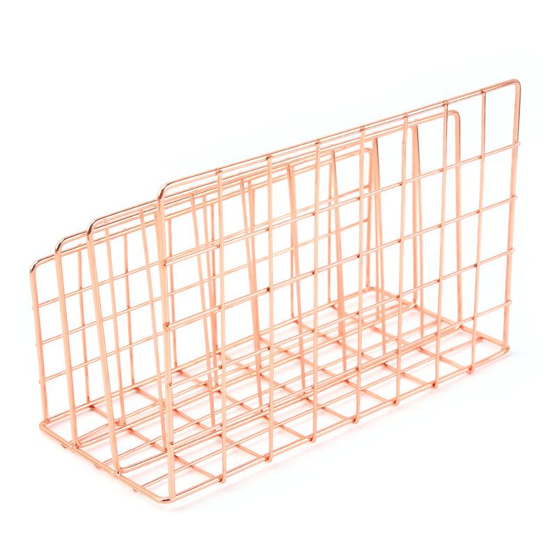 Nordic Style Wrought Iron Metal Three Grid Bookshelf, Home Office Desktop Storage Rack, Wrought Iron Simple Storage Rack