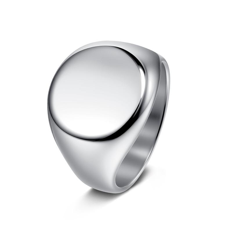 2025 trendy men's titanium steel ring - round cast oversized finger ring - signet ring