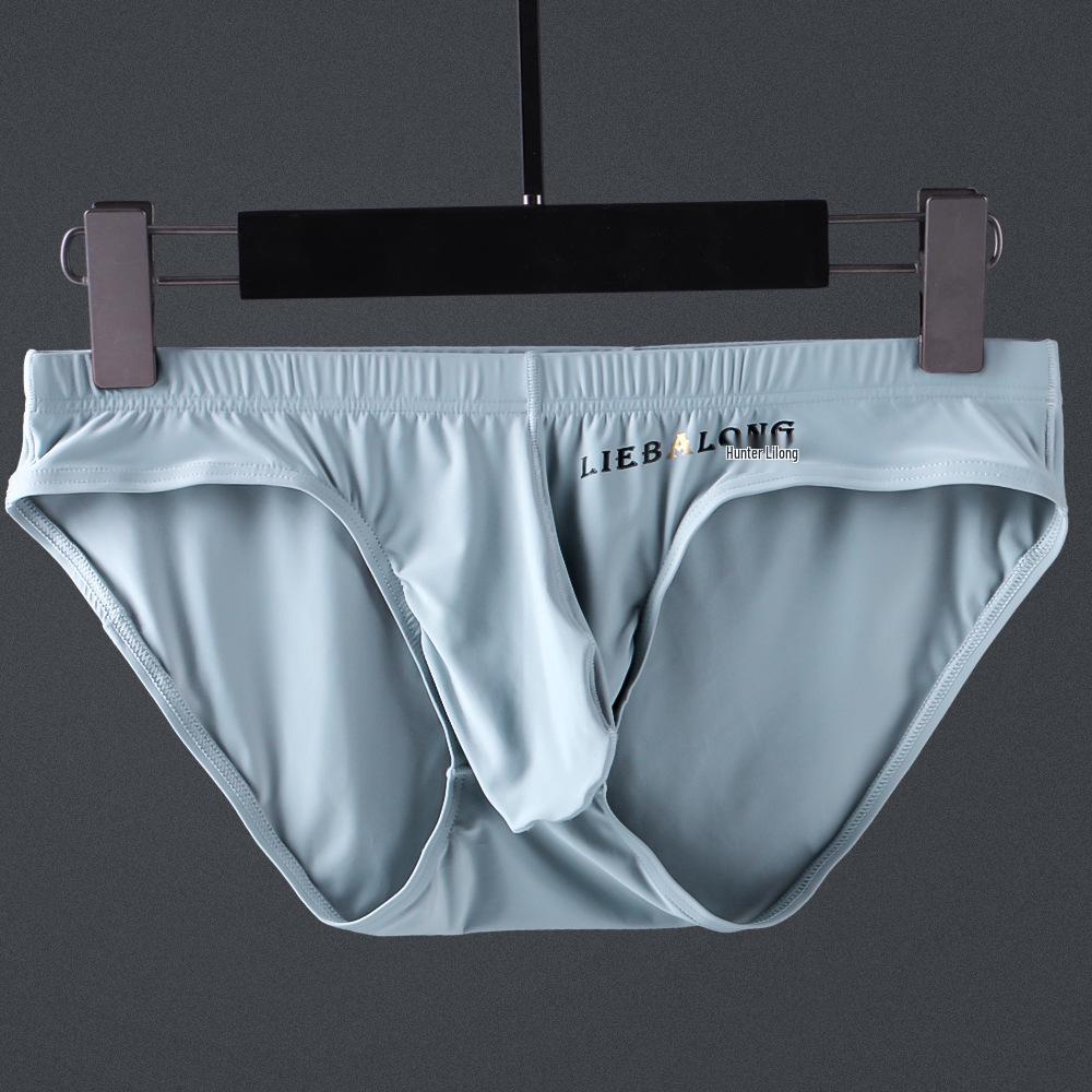 Men's Low Waist Ice Silk Triangle Briefs - Sexy, Thin Style with Bulge Pouch for Trendy Young Men
