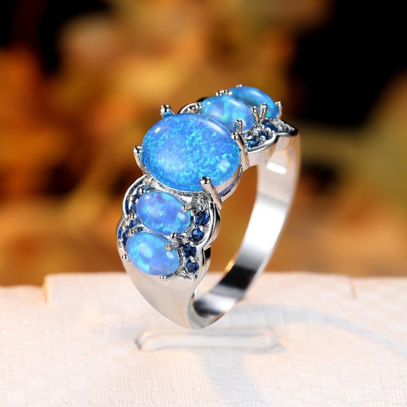 

Korean style opal diamond rose gold ring women s versatile temperament ring holiday gift no. 6