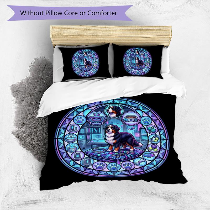 Cybernetic Canine Kingdom Pattern Bedding,Quilt Set Quilt Cover Pillowcase Home Birthday Gift (1 * duvet cover + 2 * pillowcase, without core)