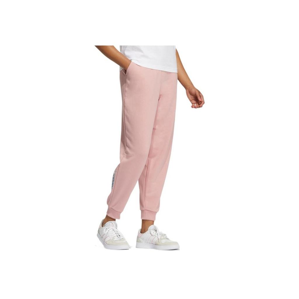 Adidas Neo Printed Logo Solid Color Sports Long Pants Women Bottoms Purple Pink HE4481