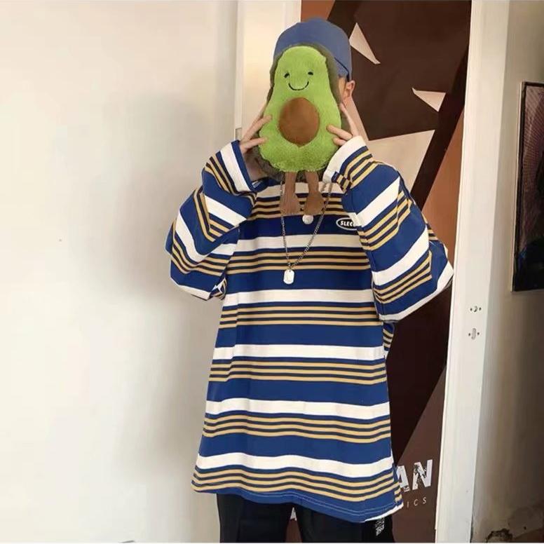 spring autumn oversized tshirt for men harajuku green stripes T Shirt men's Pullovers long sleeve y2k Tops tee hip hop streetwear