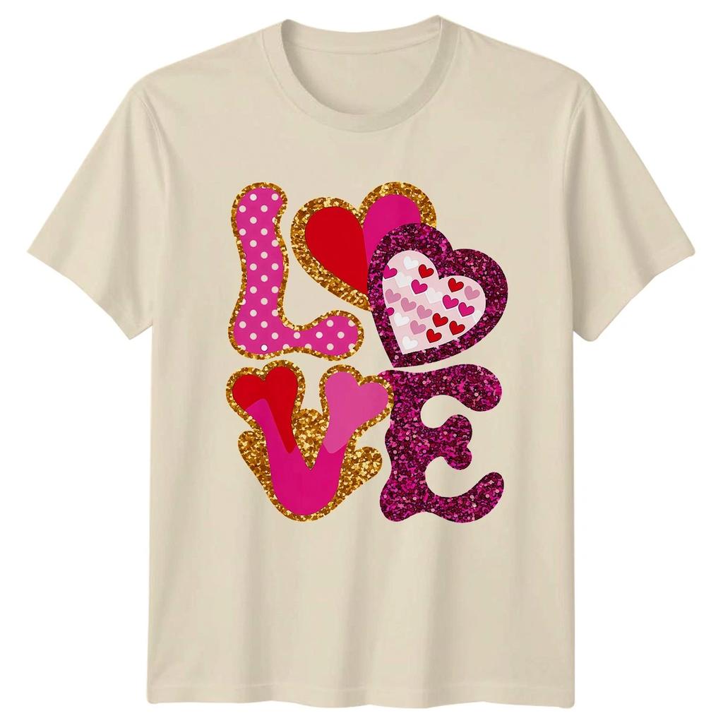 Love Hearts Valentines Day Holidays Womens Mens Graphic Unisex T Shirt