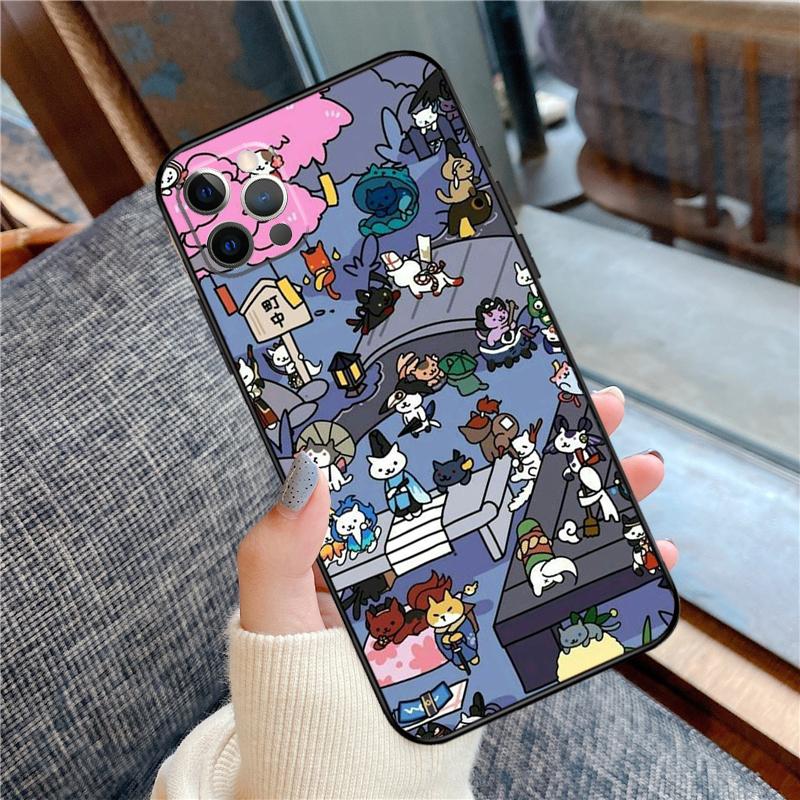 Japanese Cat Drink Pattern Case For iPhone 14 Plus 11 12 13 15 16 Pro Max Mini Plus XR X XS Max Back Cover