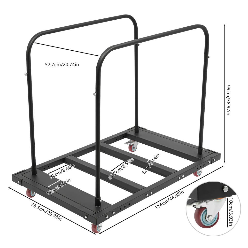 Large Capacity Rolling Cart, Folding Table Cart, Folding Table Trolley, 1*Folding Table Cart 1*English Manual 4* Wheels