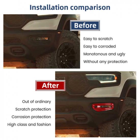 2PCS Red Front Fog Light Lamp Decor Cover Trim for Ram 1500 TRX