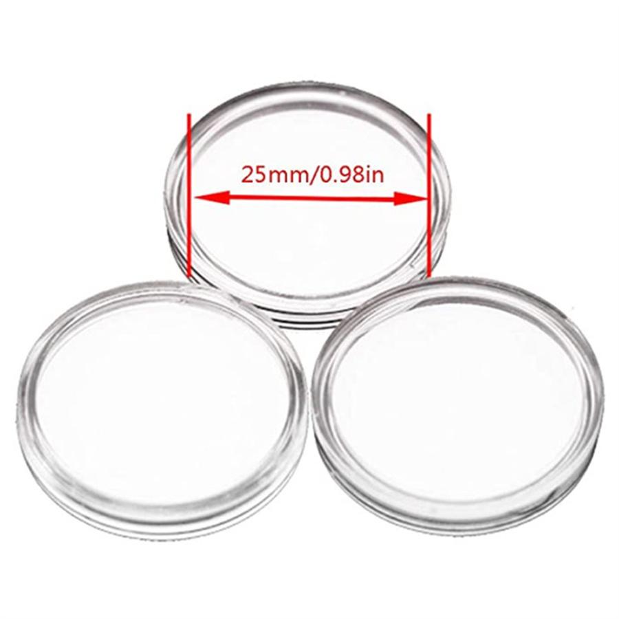 100Pcs Direct Fit Airtight 25mm Coin Storage Box Holder For Commemorative Coins