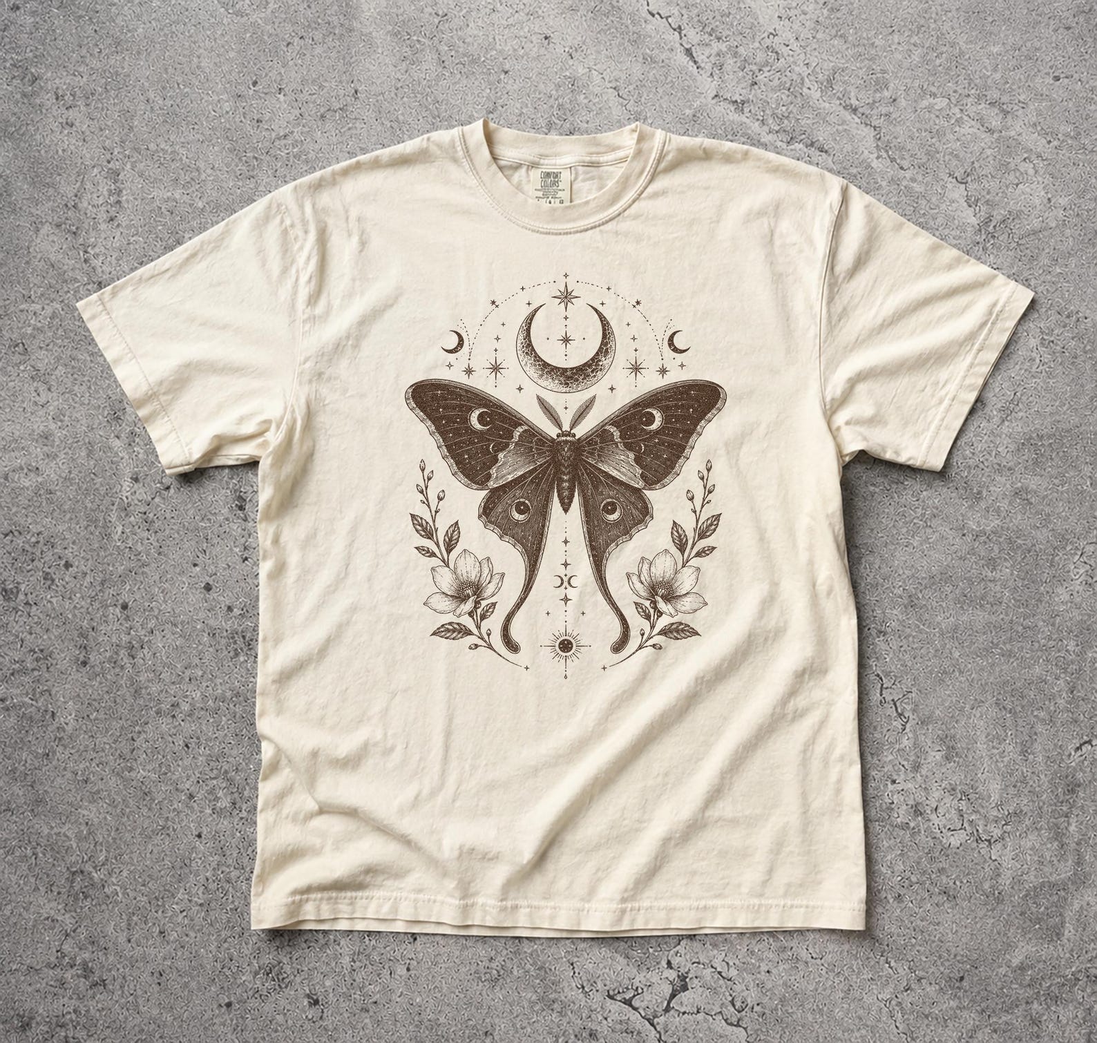 Goth Butterfly Moon Shirt, Cottagecore Dark Academia Fairy Grunge Tee S