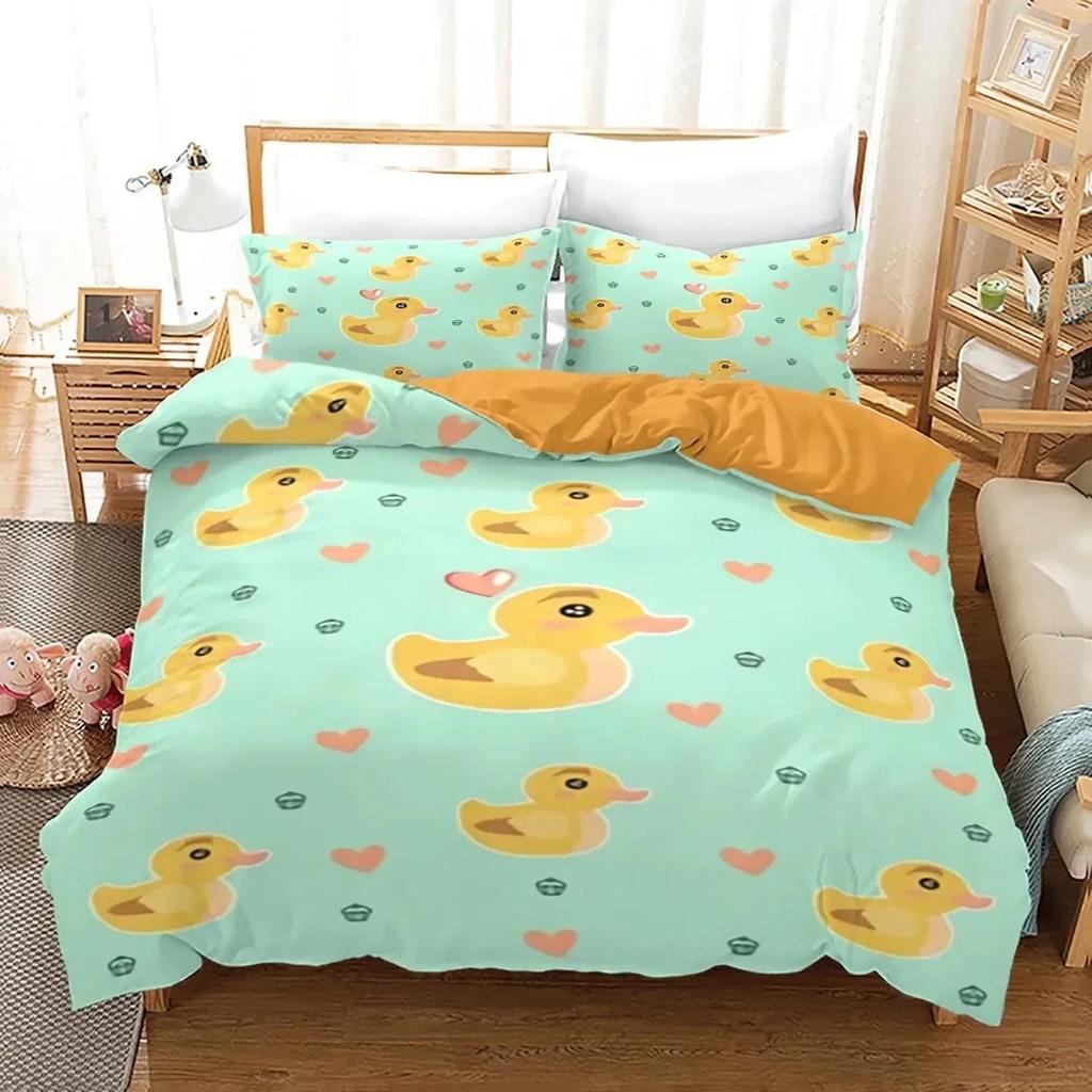 3D Druck Gelbe Ente Bettwäsche Set Jungen Mädchen Einzelbett Queen Size King Size Bettbezug Kissenbezug Bett Jungen Erwachsener Heimtextil