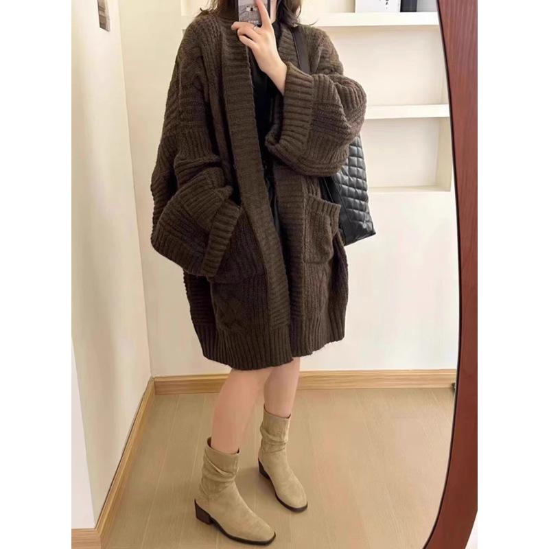Korean Loose Knit Sweater Cardigan - Mid-Length Women's Autumn/Winter Style