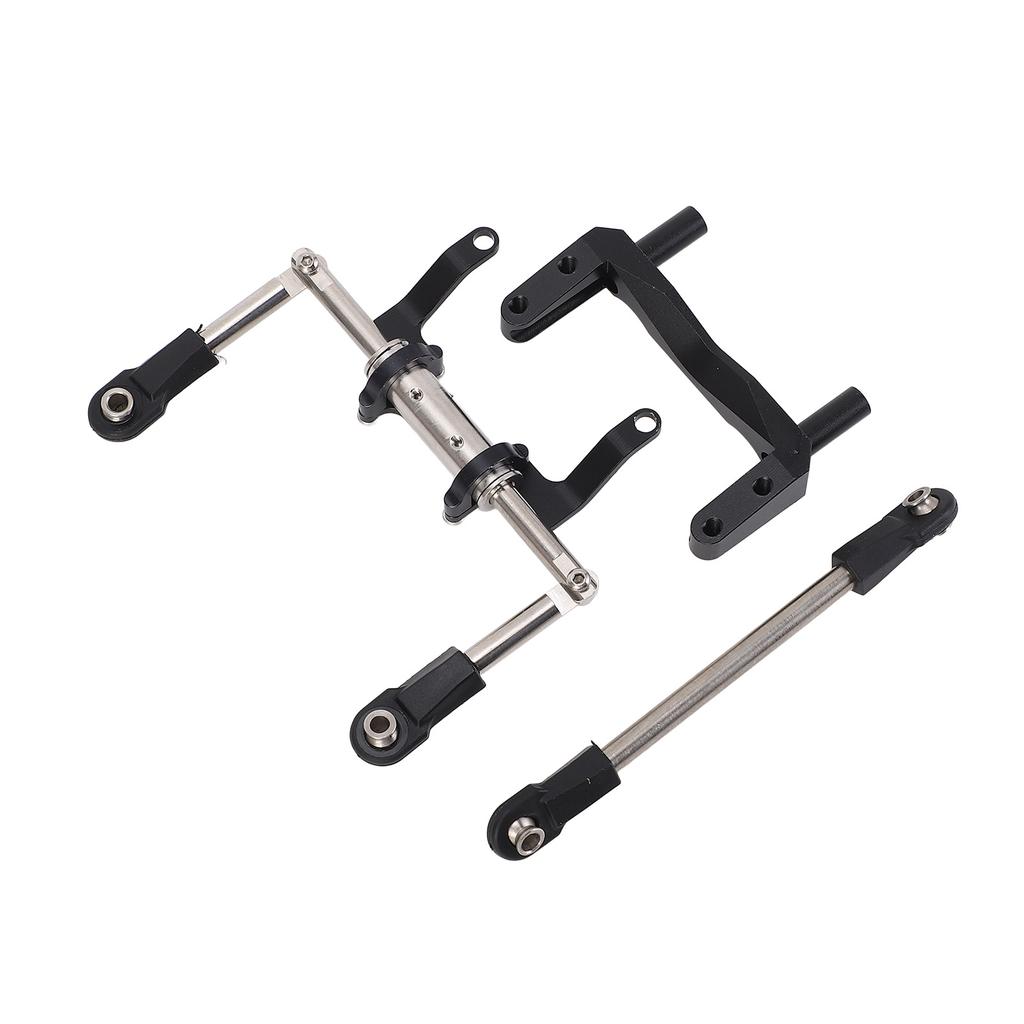 1 10 RC Servo Mount with Hydraulic Steering Link Aluminum Alloy Lightweight Adjustable Damping for SCX10 Models Black