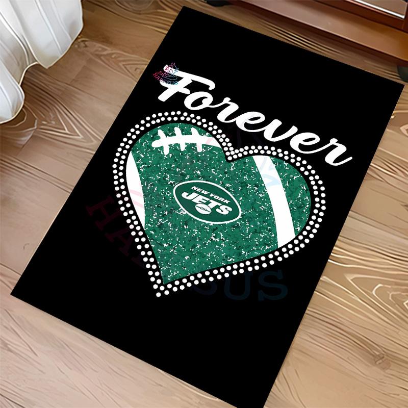 New York Jets logo Print Area Rug - Soft, Washable Non-Slip Indoor Mat for Office Chairs, Living Room, Home Office Decorative Rug