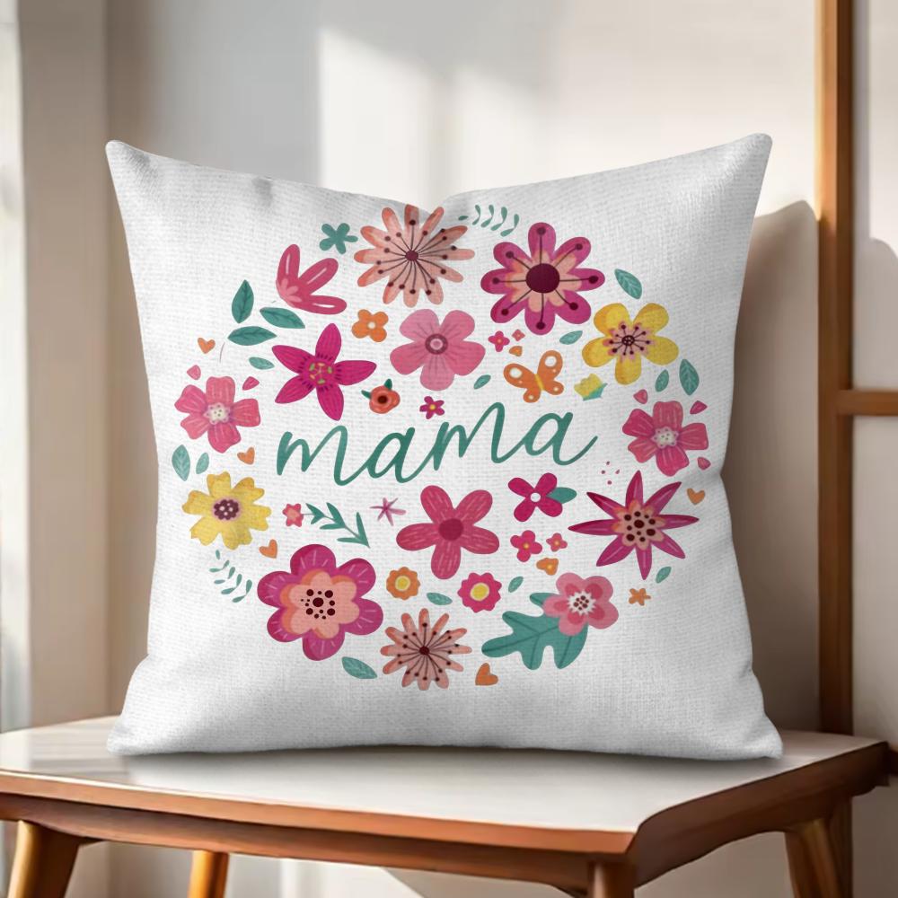 MaMa Cushion Cover Natural Linen Organic Fabric DoubleSided Printing Couch Pillow Covers Home Decor