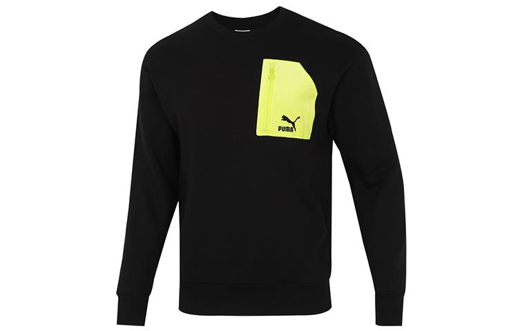 PUMA Свитшоты Мужские Черный Круглый вырез Умеренный Обычный 535130-01 M