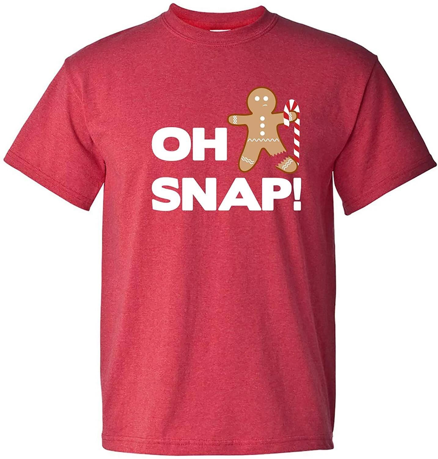 Oh Snap - Funny Christmas Gingerbread Man Candy Cane T Shirt M