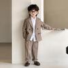 2025 Autumn British Plaid Tuxedo Suit for Kids: Boys' & Girls' Performance Vest Costume