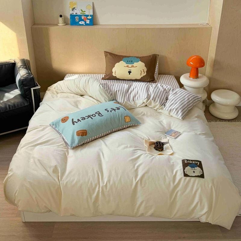

Cute Pup 100% Washed Cotton Duvet Cover Set Pure Cotton Skin-friendly Bedding Set Soft Comfortable Quilt Cover Andpillowcases 1.2m 3 pcs set