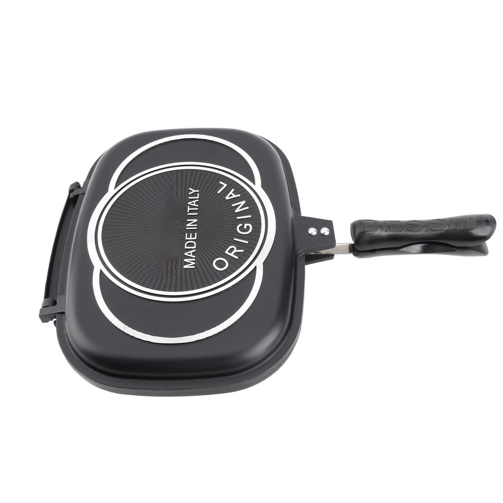 Grill Pan Frying Double Side Portable Anti‑Burn Handle Kitchen Supplies Grill Pot 32cm 12.6in