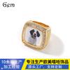 Creative Personality DIY Photo Square Ring Hip Hop Cool Men's Copper Inlaid Zircon Premium Ring