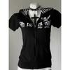2KWEIRD Y2K Subkultura Nadruk Czaszki Rozpinany Kardigan Krótki Rękaw Kobiety Japonia Slim Fit Pasiasta Bluza z Kapturem Casualowe Topy Moda Odzież Streetwear