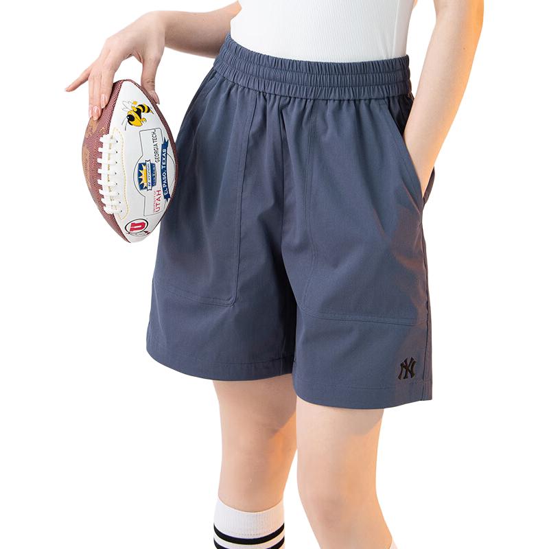 MLB New York Yankees Solid Color Loose Fit Straight Leg Casual Shorts Unisex shorts Blue Gray 3ASMB0143-50GRD