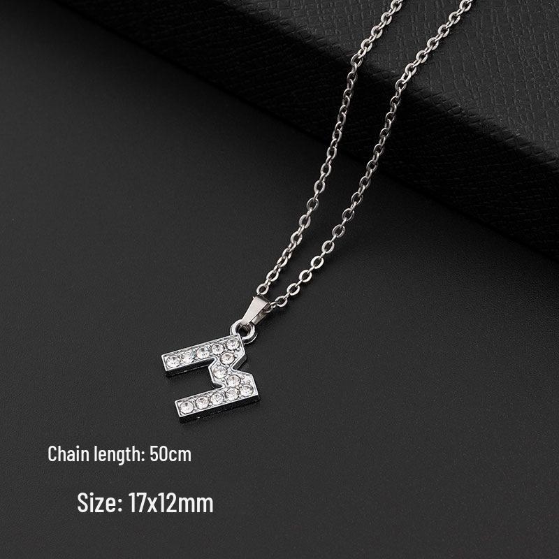 European & American Diamond Letter Pendant Necklace for Women - Stainless Steel Jewelry