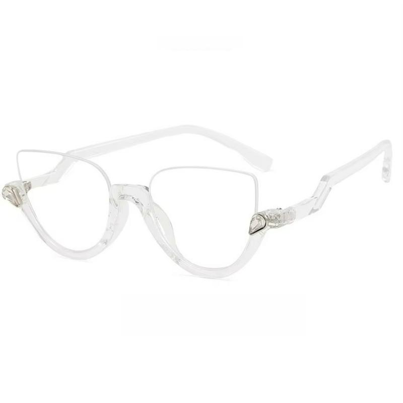 Halbrahmen Diamantbesetzte Katzenaugen Coole Personalisierte Damen Sonnenbrille Geeignet für Täglich Urlaub Shopping Accessoires