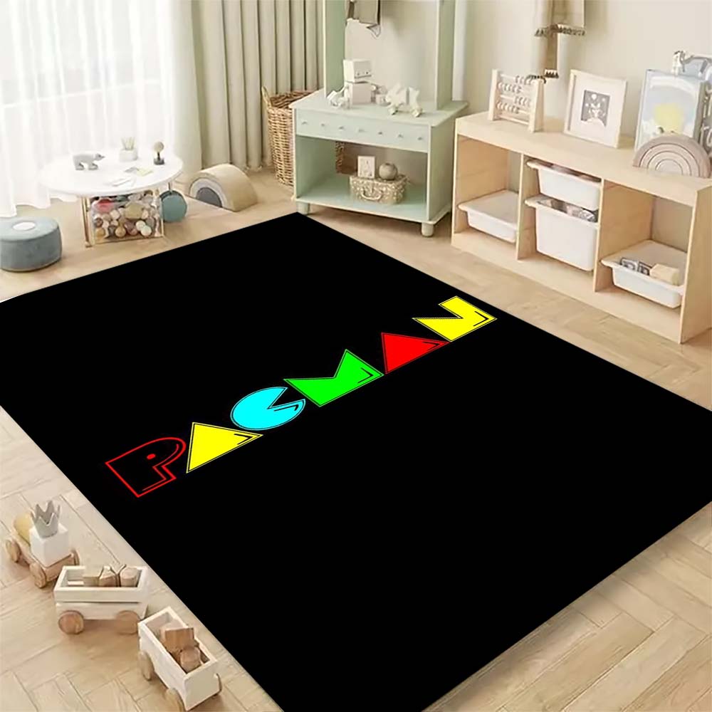 Pac-Man Game Theme Rug Non-Slip Round Carpet Gaming Room Bedroom Living Room Floor Mat Decoration