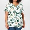 Women's Large Size T-Shirt Casual Tie- V-Neck Short Sleeve Pocket Top