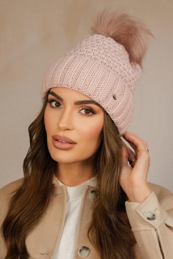 Kamea-Furja Pink Women' Winter Hat with Eco Pompom