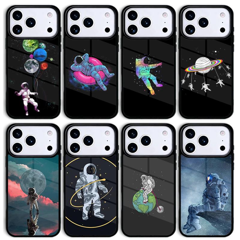 Starry Space Moon Astronaut Aesthetic Phone Case For Apple iPhone 17 Air 16 Pro Max 15 Pro Max 14 13 12 11 Mini Back Cover