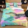 Rainbow Liquid Water Animal Print Duvet Cover Set Comforter Cover Bedding Set No Filler Vibrant Adult Bedroom Digital Decor