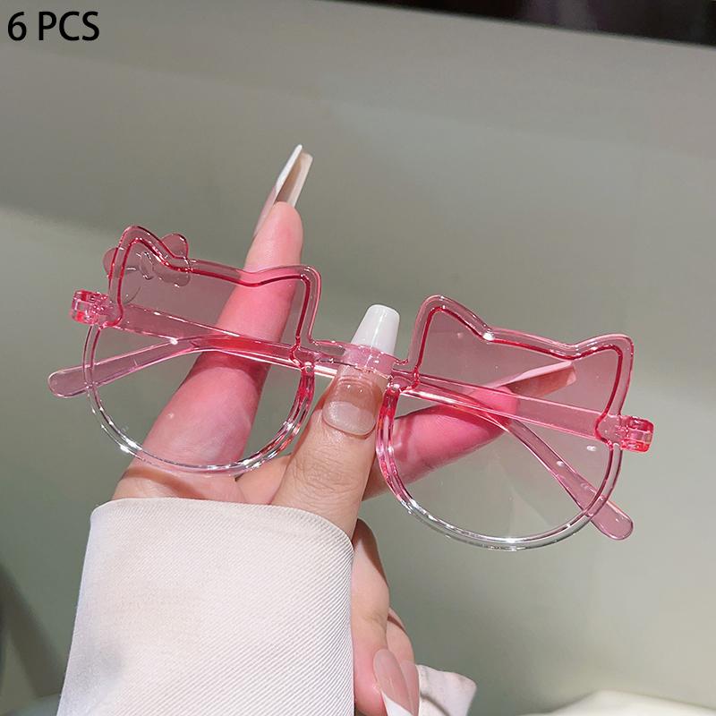 1/6 Pcs Cute Kitten Shaped Kids Sunglasses  New Gradient Candy Color Decor Shades for Girls Ins Trendy Design Sun Glasses