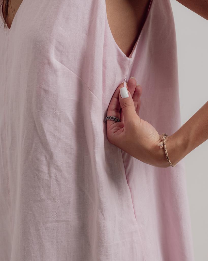 Summer Sundress with Decoration Nagrada 5138 42 Pink Linen