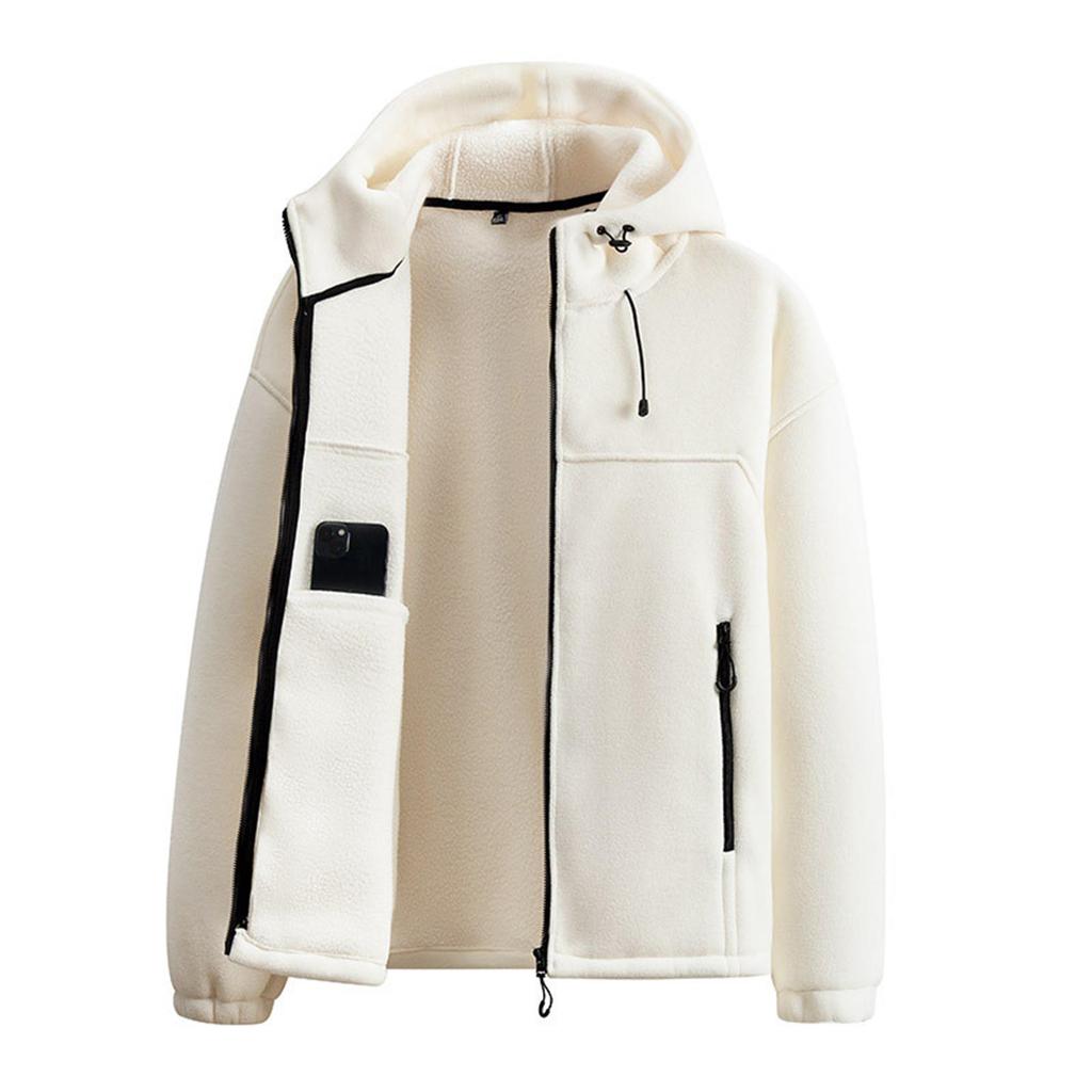 Giacca Casual da Uomo per Esterno con Cappuccio e Tasche con Cerniera Felpa Calda in Pile