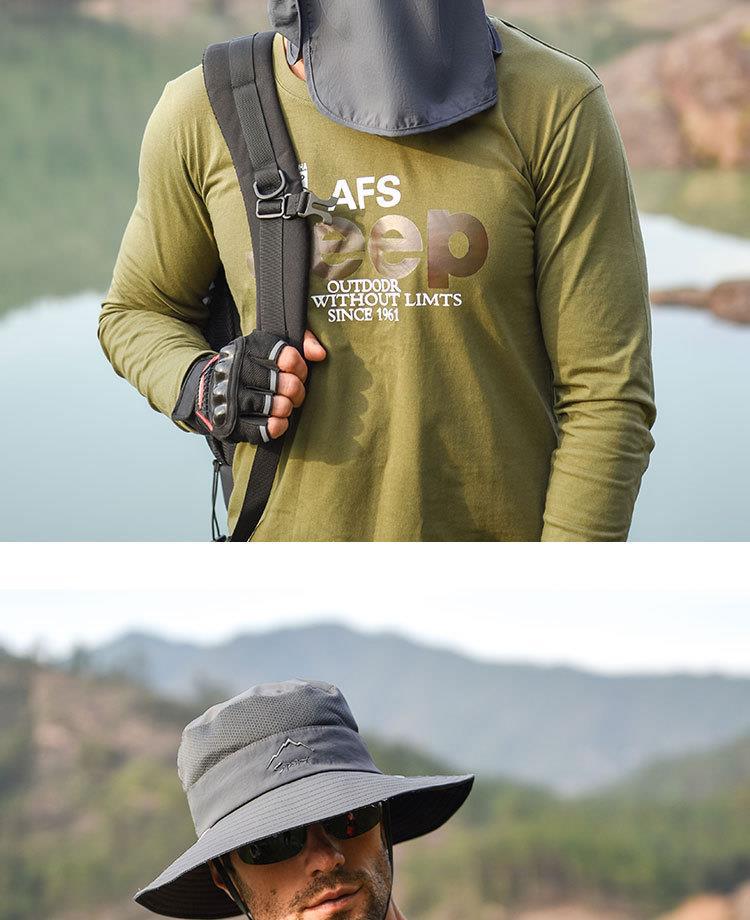Men's Summer Fishing Bucket Hat with UV Protection and Face Covering for Outdoor Hiking